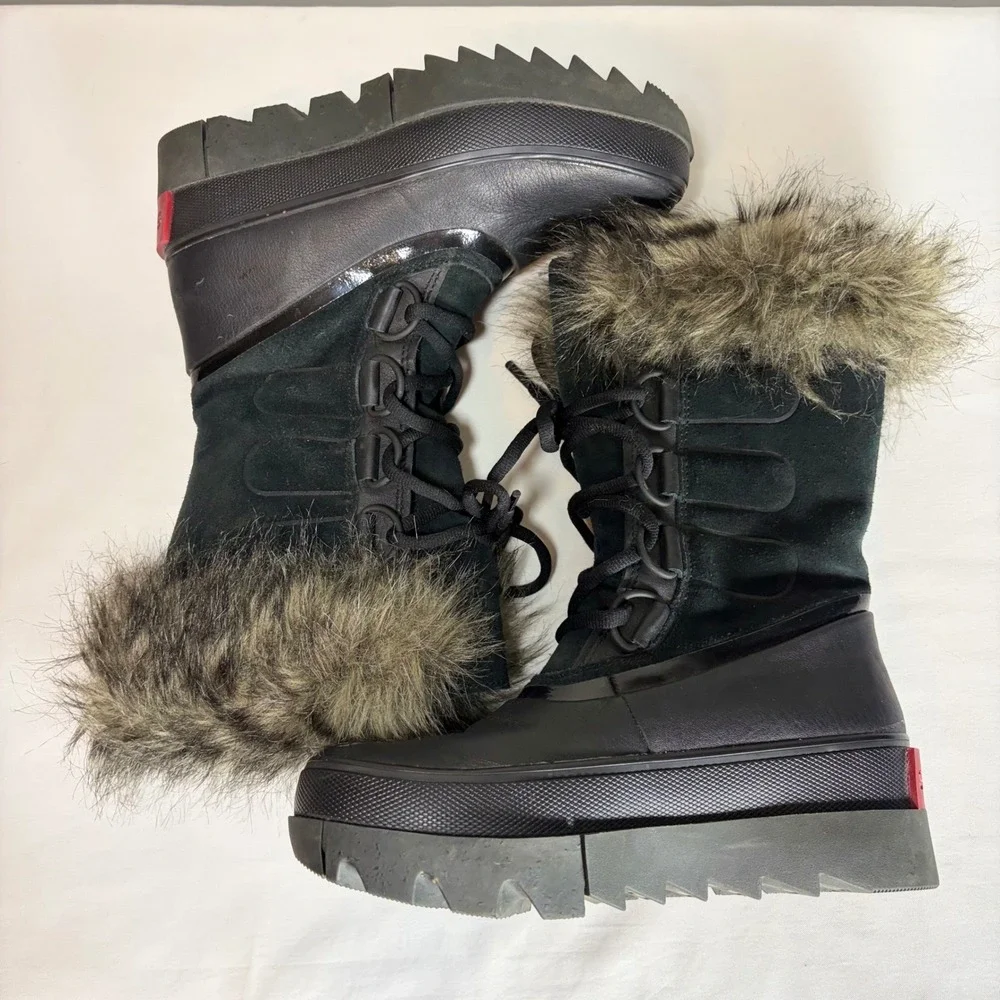 Sorel Joan of Arctic Next Lite Waterproof‎ Boots Black Faux Fur NL3367-010 5.5
